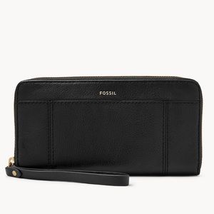 NWT Fossil Black Jori Zip Clutch Wallet